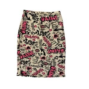 Girls stretch graffiti pencil skirt  medium 7/8